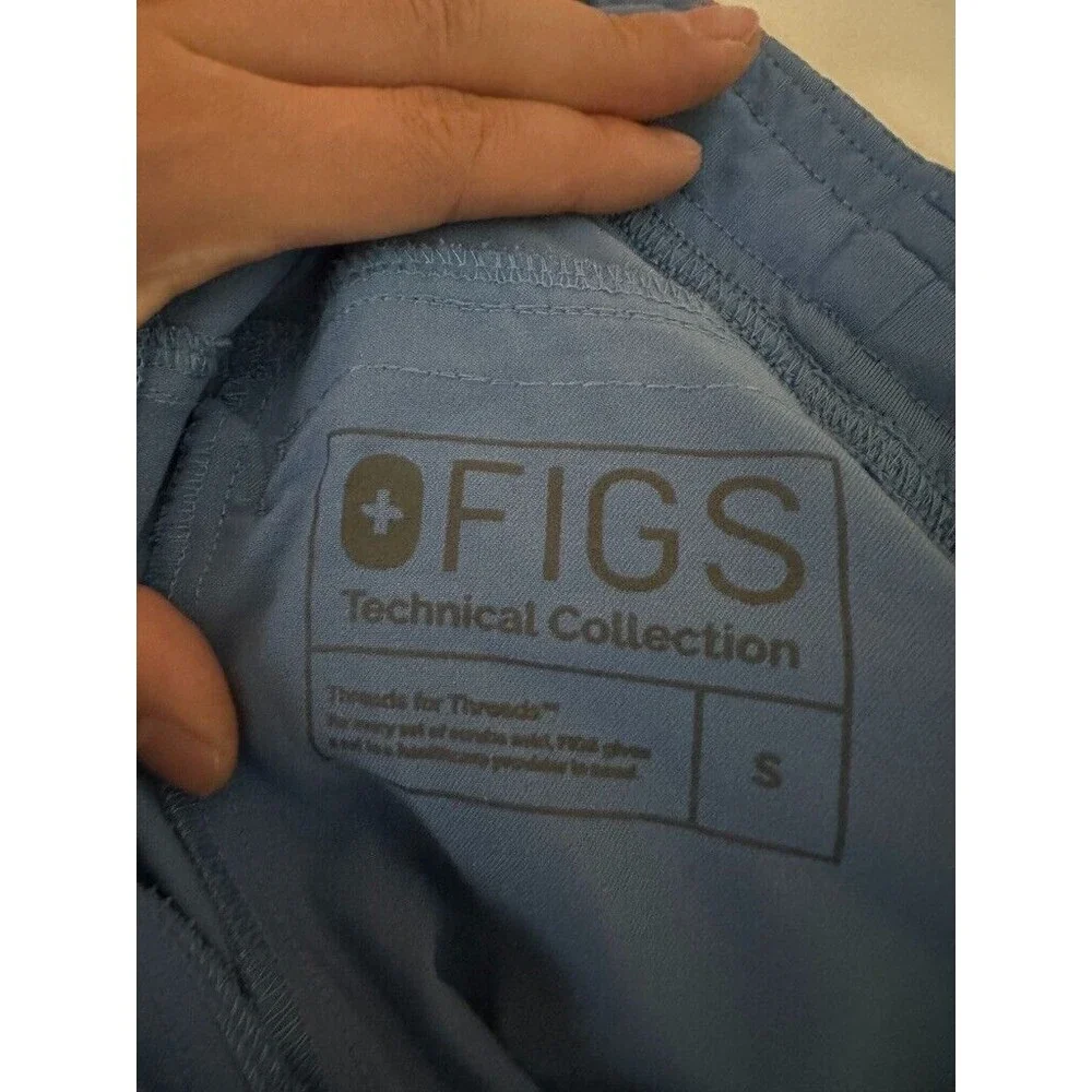 FIGS Axim Cargo Scrub Pant Ceil Blue Straight Leg Medical Comfort Men's Small
